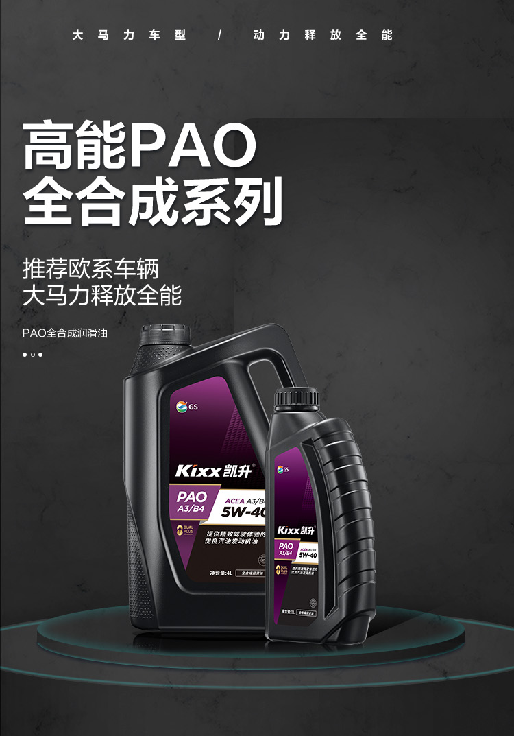 GS (Kixx) 凱升PAO全合成機油 5W-40 A3B4級 黑凱系列 4L-第1張圖片-鄭州市冠恒貿(mào)易有限公司【官方網(wǎng)站】-車用潤滑油服務(wù)專家